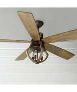 Horchow 56&quot; Farmhouse Rustic Industrial Wine Barrel Stave CEILING FAN Li... - $479.64