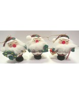 3 Unbreakable Santa Claus Christmas Tree Ornaments Red Plaid Wreaths Can... - $17.99