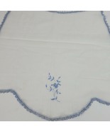 Vintage Handmade Crochet Doily Sheer Blue White Floral 20x17 Inch - $10.00