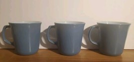 Pyrex Slate Blue Milk Glass Coffee Cups Mugs set of 3 Vintage - £22.20 GBP