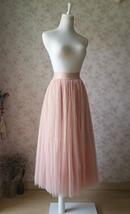 Blush Pink Long Tulle Skirt High Waisted Plus Size Tulle Maxi Skirt image 2