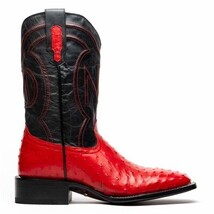 ALABAMA Genuine Ostrich Skin Cowboy Boot from the Western Collection Red image 6
