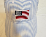 Infinity Headwear Ladies Baseball Cap Hat Blue &amp; White Stripes W US Flag... - $14.50