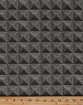 Geometric Squares Diamonds Pyramid Shapes Gray Cotton Fabric Print BTY D695.29 - £7.97 GBP