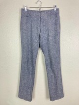 7th Avenue Design Studio Gray Linen Pants Women 2 Petite Stretchy Slim Trouser - £22.13 GBP