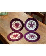 Set of 4 Vintage Americana Woven Trivets with Charming Star and Heart De... - £14.11 GBP