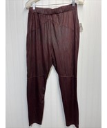 Free People Pants Women M Wine Faux Suede Vegan Leather Exposed Seam Lux... - $637.23 MXN