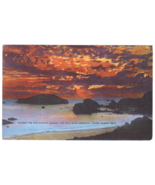 Postcard-Sunset on the Pacific Where the Sun Bids Goodnight-Linen-CA2 - £3.24 GBP