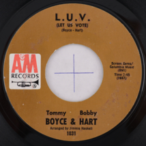 Boyce &amp; Hart – L.U.V. - 1969 - 45 rpm Vinyl 7&quot; Single A&amp;M Records – 1031 Δ74818 - £9.37 GBP