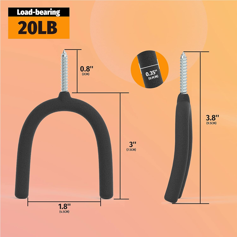 Screw in U Hook, Black, 16PC, Shovel Holder Wall Mount, U Hooks for Hanging Gard Item image 5