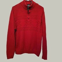 Ralph Lauren Chaps Womens Sweater Large Red Long Sleeve 1/4 Zip Sweatshirt - £13.28 GBP