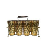 Culver Valencia 8 Glasses and Caddy 22kt Gold Green Highball Retro Tumbl... - $197.17 CAD