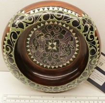 Rare Indo Trading Co. Hand Crafted Carved Painted &amp; Mother of Pearl Peanut Bowl - £101.65 GBP