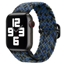 Nylon braided solo loop Apple Watch Band W Black blue green  For 42mm 44mm 45mm - £8.61 GBP