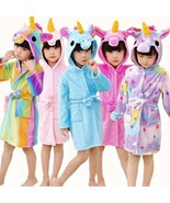 Unicorn Bathrobe Dressing Gown Pyjamas Pjs Soft Kids Pink Purple Blue Gi... - £11.97 GBP