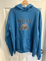 2005 Rusty Wallace Last Call Hoodie Sweatshirt L Blue Embroidered Fleece Pocket - £19.41 GBP