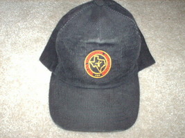 Vintage 80s Men&#39;s Hat Cap Black Corduroy &quot;Texas Turfgrass Association&quot; USA Made - £73.12 GBP