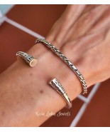 Sterling Silver Italian Bangle Bracelet - Adjustable Oxidized Design - $102.40