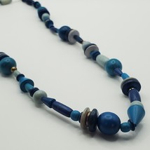 Wooden Beaded Necklace 1 Strands Blue Womens Jewelry - £11.75 GBP