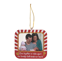NEW Family Faith Picture Frame Wooden Holiday Christmas Ornament 4.5 x 4... - $5.95