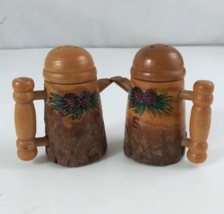 Vintage Hand Carved Wooden Coffeepot Kettle 2.75&quot; Salt &amp; Pepper Shakers - $179.97 MXN