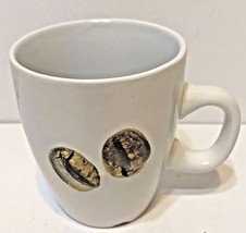 Siaki Stoneware Small Cup Coffee Tea White Raised Design - £9.91 GBP