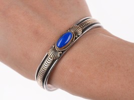6 3/8&quot; Gary Reeves (1962-2014) Navajo 14k/Sterling and lapis bracelet - £799.73 GBP