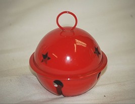 Classic Round Red Metal Bell w Star Designs Christmas Xmas Holiday Decor... - £5.43 GBP