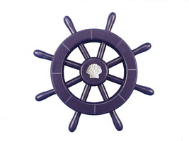 [Pack Of 2] Dark Blue Decorative Ship Wheel With Seashell 12&quot;&quot; - £49.99 GBP