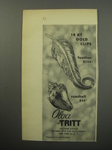 1955 Olga Tritt Jewelry Advertisement - 14 Kt Gold Clips - £15.01 GBP