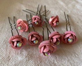 ⭕VTG, 8 x rose flower hair clips, wedding hairpieces, for brides, floral... - $226.15 MXN