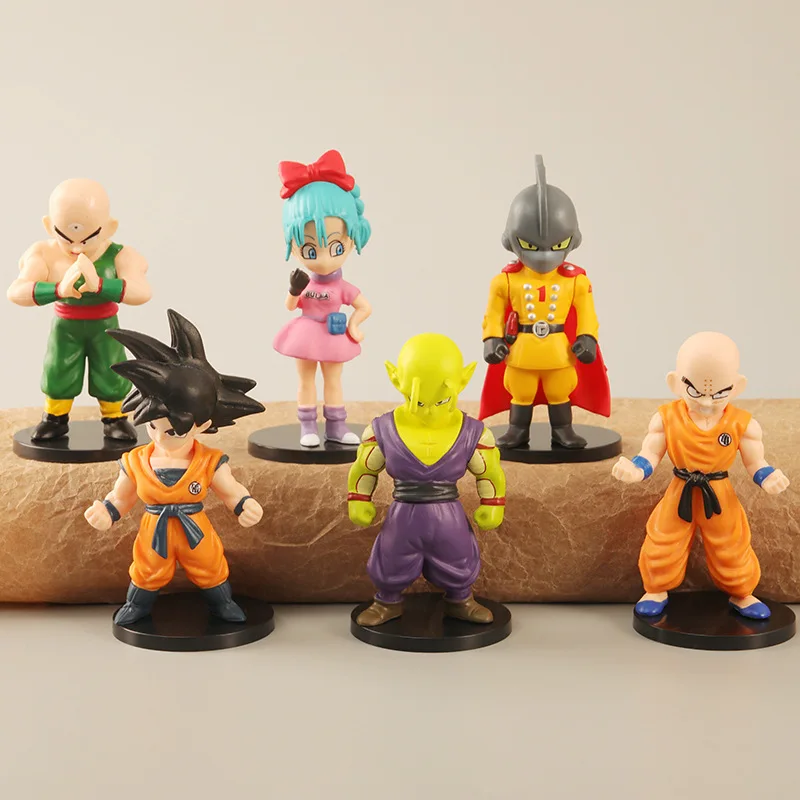6PCS Dragon Ball Z Figure Son Goku Piccolo Kuririn Bulma Kakarotto Collection - £22.84 GBP