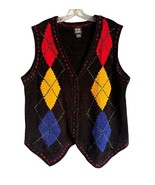 Vintage Jacque &amp; Koko Black Sweater Vest Women’s Size 14/16 Argyle Print... - $19.80 CAD