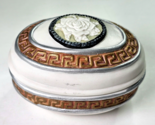 Antique Porcelain Covered Trinket Dish Aztec Rose Design Dresser Décor 4... - $19.99
