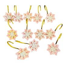Simply Shabby Chic Cottage Core Rachel Ashwell  Pink Enamel Floral Curtain Hooks - £30.50 GBP