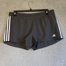 Adidas Aeroready Athletic Shorts Gray White 3 Stripes Gym Size Women’s XL - $10.35