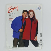 Easy Stitch N Save Mccalls 3305 Sewing Pattern Jacket Vest Mens Misses S-L L-XXL - £6.38 GBP