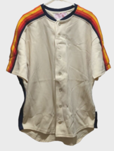 Houston Astros Goodman &amp; Sons Cream White Vintage 80s 90s MLB Rainbow Jersey 46 - £205.90 GBP