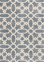 5 X 8 Slate Blue Geometric Pattern Microfiber Indoor Area Rug - $438.10 CAD
