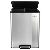 Elama 60 Liter 2 Compartment Large 8 Gallon Split Stainless Steel Step T... - $129.79