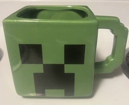 Minecraft Creeper Zak Square Ceramic Mug 8 oz Coffee Cup Mojang Jinx Green - £12.48 GBP
