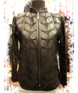 Plus Size Black Leather Leaf Jacket Women All Colours Sizes Genuine Shor... - £179.20 GBP