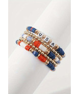 Multicolour 5pcs USA Independence Day Beaded Bracelet Set - $26.34 CAD