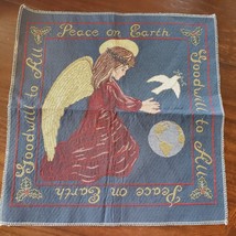 Vintage Christmas Holiday Angel Canvas Tapestry 17x17 Inch Peace On Earth - £10.34 GBP