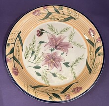 (1) RHF10 Royal Norfolk 10 1/4” Dinner Plates Purple Flowers Peach Rim Blue Trim - £7.55 GBP