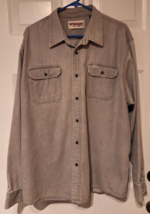 Wrangler Rugged Wear Men&#39;s 2XL Denim Shirt Button Button Up Long Sleeve Gray - £13.91 GBP