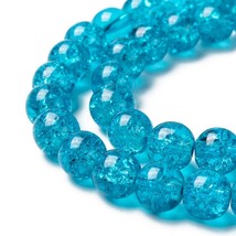 50 Crackle Glass Beads 8mm Light Blue Veined Bulk Jewelry Supplies Mix Teal - £5.25 GBP