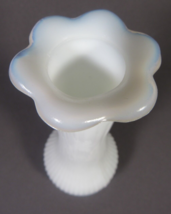 VINTAGE White Milk Glass Bud Vase Randall 5.7&quot; x 2.5&quot; Slight Blue on Top Ribbed - £11.62 GBP