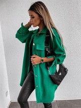 T fashion pure color lightweight windbreaker jacket women pocket coat lapel long sleeve thumb200