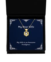 My Wife is an Awesome Firefighter. Wife Heart Knot Gold Necklace, Inspire Wife G - £39.74 GBP